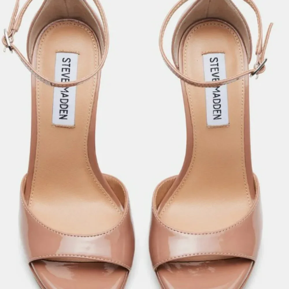 NEVER WORN! Steve Madden Nude Patent Platform Stiletto Sandals